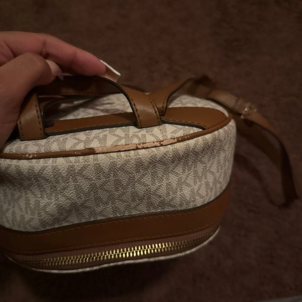 Michael Kors Cream and Tan MK Logo Mini Backpack - Picture 4 of 5